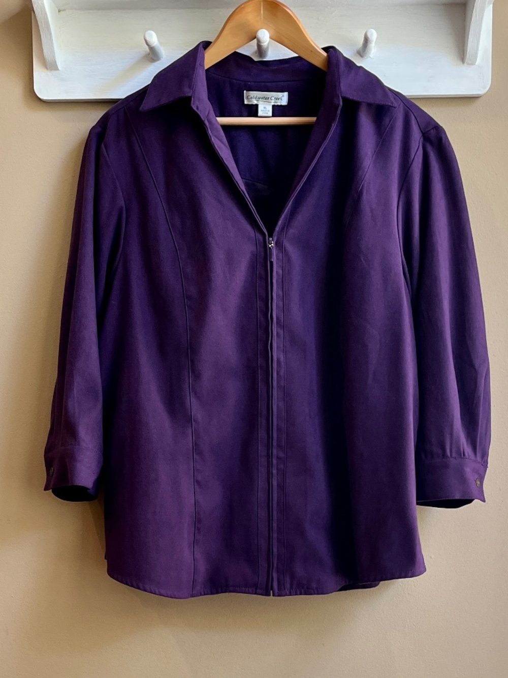 Coldwater Creek Purple Zip-Front 3/4 Sleeve Jacket - Size XL